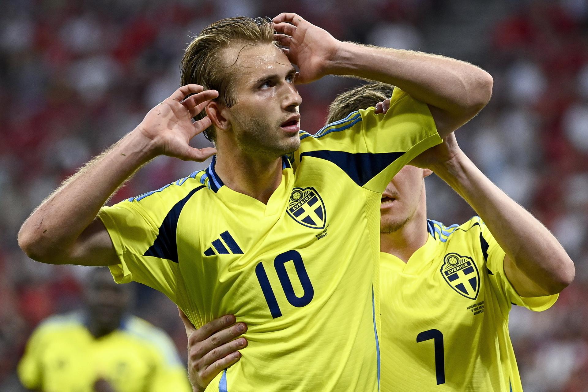 Nygren, tras su gol. EFE/EPA/Boglarka Bodnar