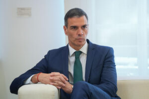 El presidente del Gobierno, Pedro Sánchez, ayer lunes en Moncloa. EFE/ Borja Sánchez-trillo