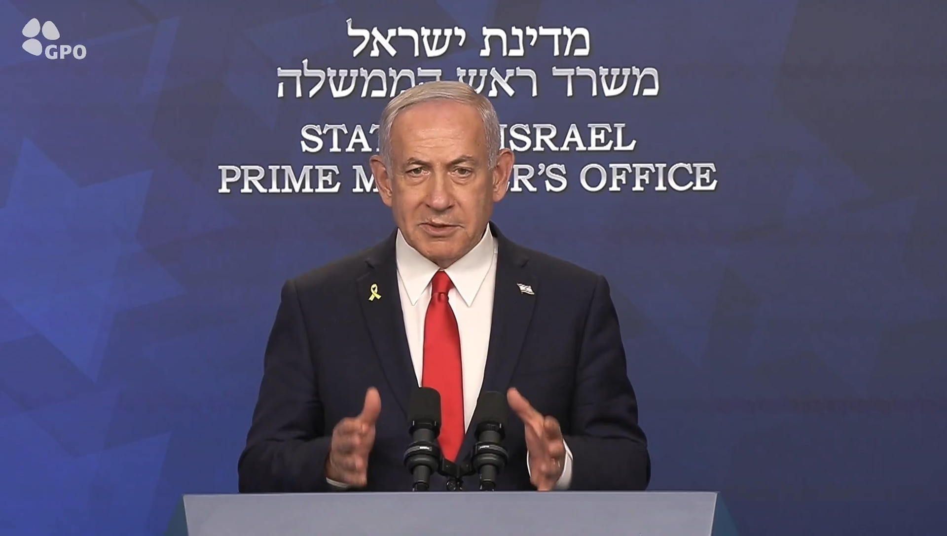 Captura de video tomada de la cuenta en X @netanyahu del primer ministro de Israel, Benjamin Netanyahu, durante una alocución. EFE/@netanyahu