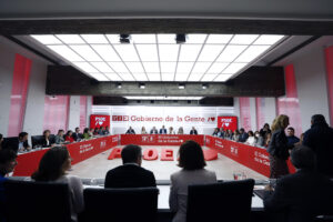 Imagen de archivo de una vista general de la Ejecutiva Federal del PSOE en la sede de Ferraz. EFE/ Javier Lizon