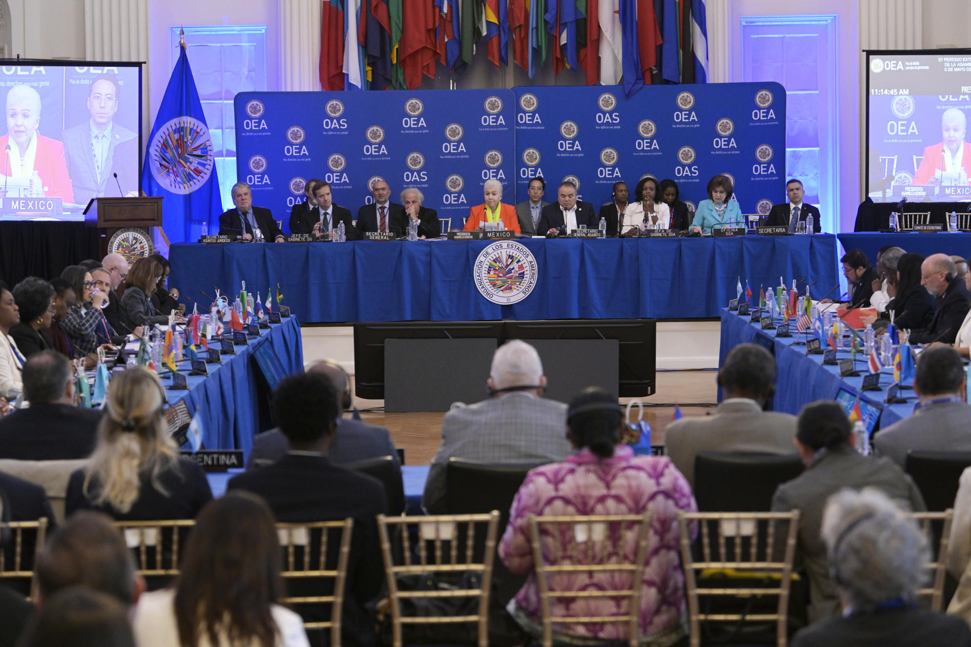 Fotografía de archivo de integrantes de la Organización de los Estados Americanos (OEA) en la sesión para la elección del secretario adjunto, en la sede del organismo en Washington (Estados Unidos). EFE/ Lenin Nolly