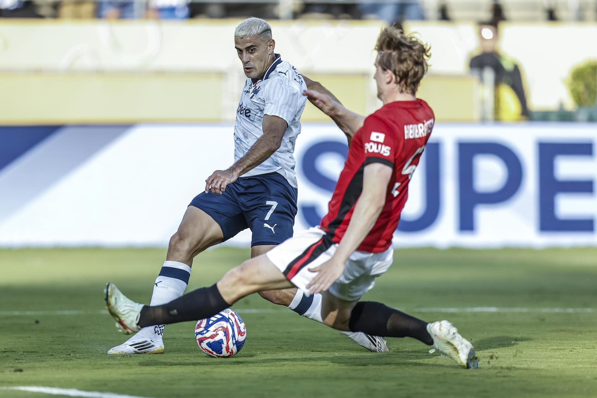 German Berterame (i), anotó doblete para el Monterrey en el partido ante el Urawa Red Diamonds en Pasadena, California. EFE/EPA/CAROLINE BREHMAN