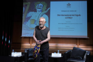 La Caja de las Letras del Instituto Cervantes en Madrid, con motivo del día del Orgullo, recibe este viernes el legado del dibujante y guionista Nazario, padre del cómic underground y uno de los primeros en introducir la temática gay. EFE/ Borja Sanchez-Trillo