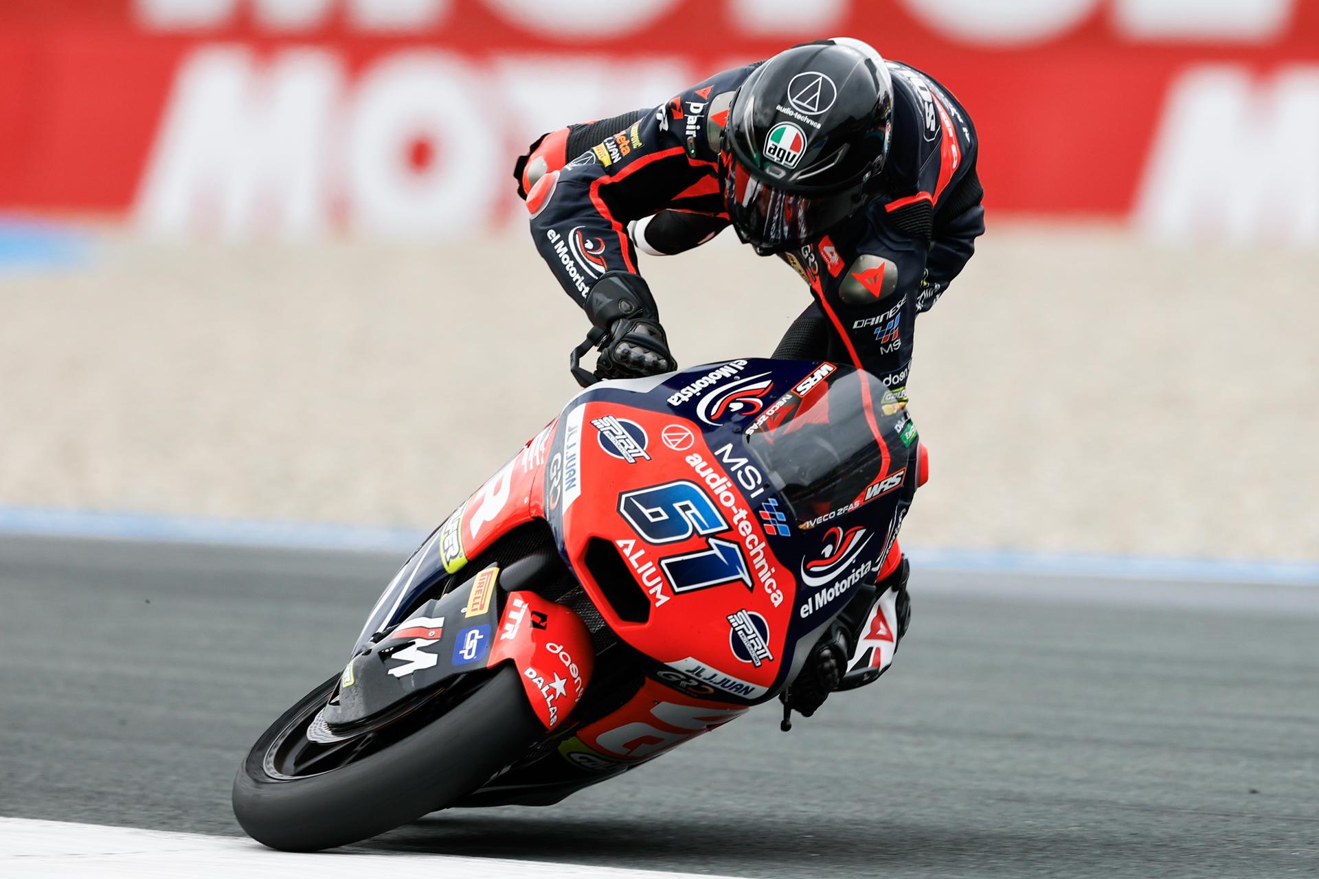El piloto español de Moto2 Eric Fernandez de Boscoscuro durante los entrenamientos libres para el Gran Premio de Assen en Países Bajos este viernes. EFE/ Vincent Jannink