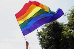 Fotografía de archivo de una persona sosteniendo una bandera durante una marcha del orgullo LGBTI+. EFE/Francisco Guasco