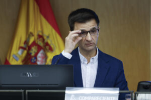 El presidente del Consejo de Administración de la Corporación RTVE, José Pablo López, comparece ante la Comisión Mixta de Control Parlamentario este jueves, en el Congreso, en Madrid. EFE/ Mariscal