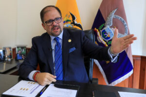 El ministro del Interior de Ecuador, John Reimberg, durante una entrevista con EFE, este miércoles, 18 de junio, en Quito (Ecuador). EFE/José Jácome