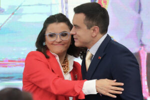 El presidente de Ecuador, Daniel Noboa, y la vicepresidenta, María José Pinto. EFE/ José Jácome