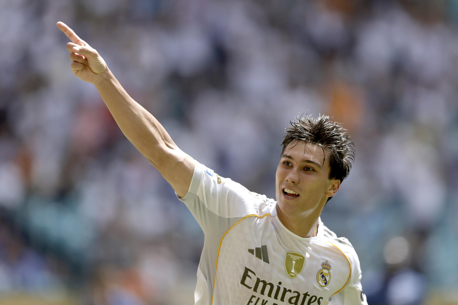 Gonzalo García, autor del gol del Real Madrid ante el Al Hilal en el partido del Mundial de Clubes en el estadio Hard Rock de Miami. EFE/Andre Coelho