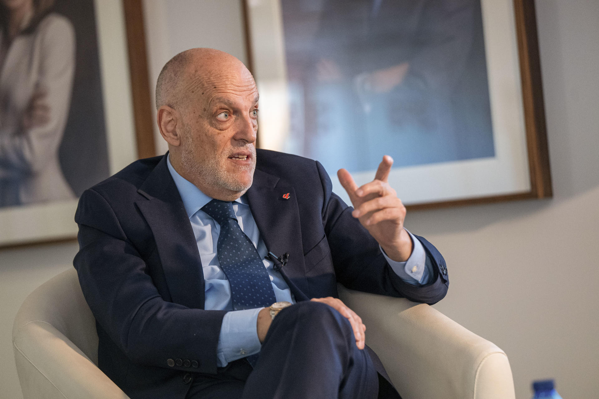 Javier Tebas, presidente de LaLiga, durante la entrevista con EFE. EFE/ Fernando Villar