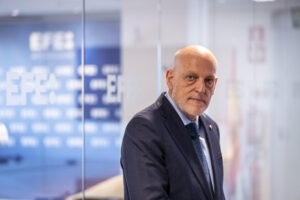 Javier Tebas, presidente de LaLiga, durante la entrevista con EFE. EFE/ Fernando Villar