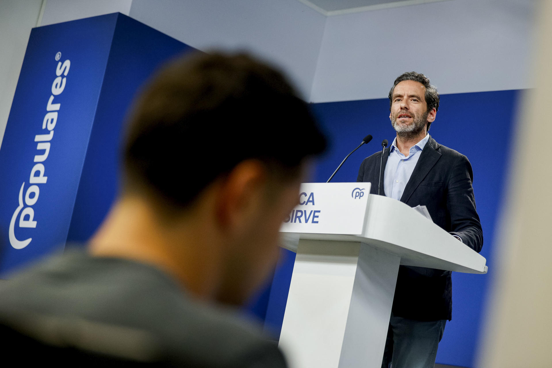 El portavoz nacional del PP, Borja Sémper, durante la rueda de prensa posterior a la reunión del Comité de Dirección del PP, este lunes en Madrid.-EFE/ Daniel González