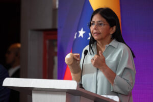 La vicepresidenta ejecutiva de Venezuela, Delcy Rodríguez, en una foto de archivo. EFE/ Ronald Pena R
