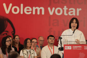 La secretaria general del PSPV-PSOE, Diana Morant, clausura el congreso comarcal de La Costera –Canal de Navarrés. EFE/ Kai Forsterling