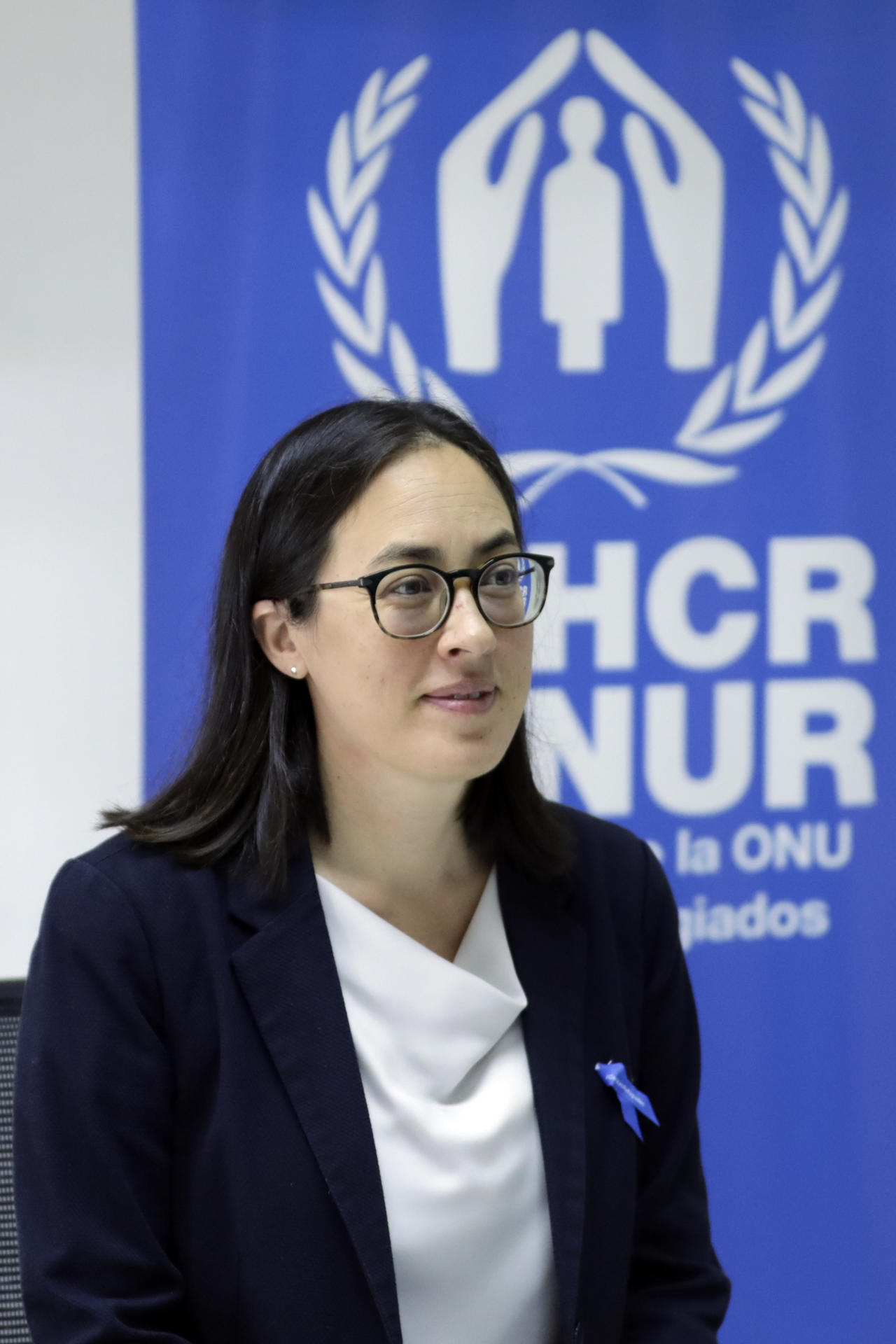 La representante del Alto Comisionado de las Naciones Unidas para los Refugiados (ACNUR) en Honduras, Kathryn Lo, habla en entrevista con EFE en Tegucigalpa. EFE/ Gustavo Amador