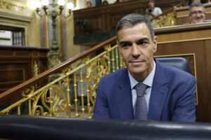 Imagen reciente del presidente del Gobierno, Pedro Sánchez, durante la sesión de control al Ejecutivo este miércoles. EFE/Chema Moya