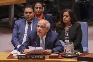 El embajador de Palestina ante la ONU, Riyad Mansour. EFE/EPA/SARAH YENESEL