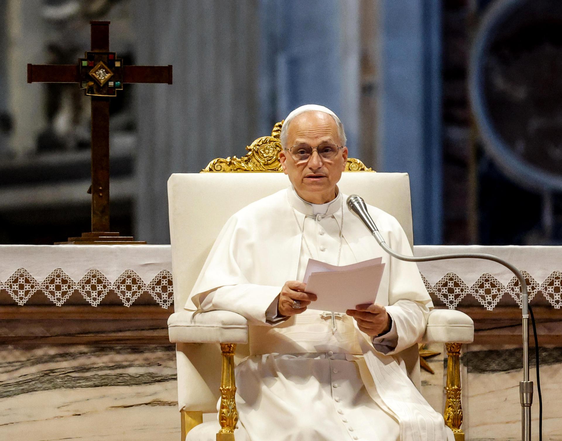 El papa León XIV en la basílica de San Pedro, en la Ciudad del Vaticano, el 14 de junio de 2025. EFE/EPA/GIUSEPPE LAMI