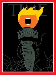 Fotografía cedida por el ilustrador y director de arte cubanoestadounidense, Edel Rodríguez, de la portada que realizó a la revista Der Spiegel para noviembre 2016. EFE/ Edel Rodríguez