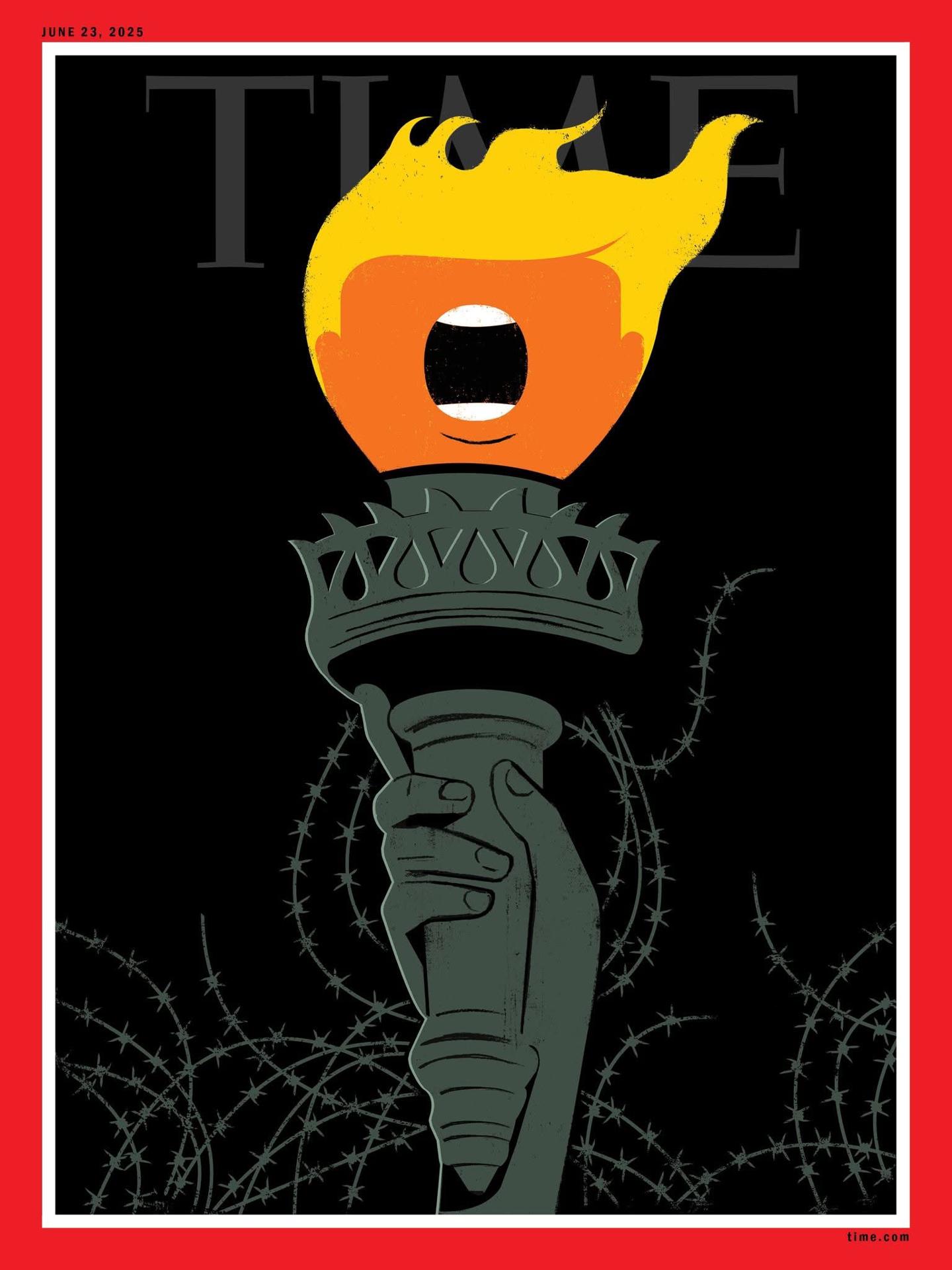 Fotografía cedida por el ilustrador y director de arte cubanoestadounidense, Edel Rodríguez, de la portada que realizó a la revista Der Spiegel para noviembre 2016. EFE/ Edel Rodríguez
