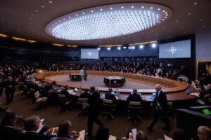 Una vista general de reunión de ministros de defensa de la Organización del Tratado del Atlántico Norte (OTAN) en la sede de la OTAN en Bruselas, el 5 de junio de 2025. (Bélgica, Bruselas) EFE/EPA/OLIVIER MATTHYS
```