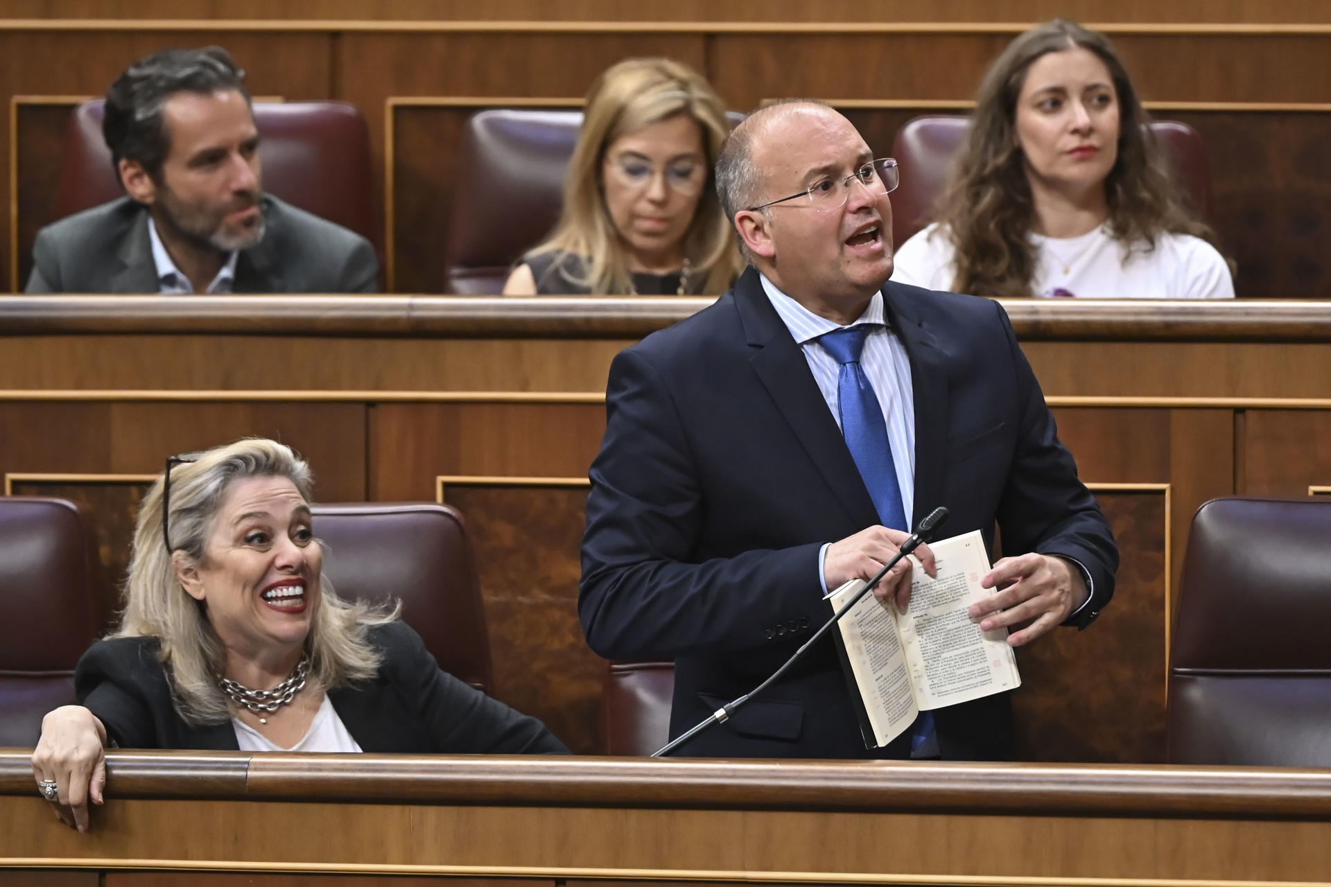 MADRID, 17/06/2025.- El portavoz parlamentario del PP, Miguel Tellado, interviene en la sesión plenaria del Congreso de los Diputados celebrada este martes en Madrid. EFE/Fernando Villar