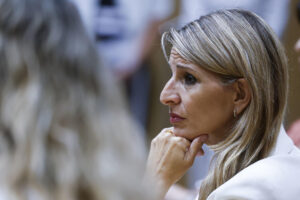 MADRID, 04/06/2025.- La vicepresidenta segunda y ministra de Trabajo y Economía Social, Yolanda Díaz, referente institucional del Movimiento Sumar, este miércoles 4 de junio en Madrid. EFE/ Juan Carlos Hidalgo