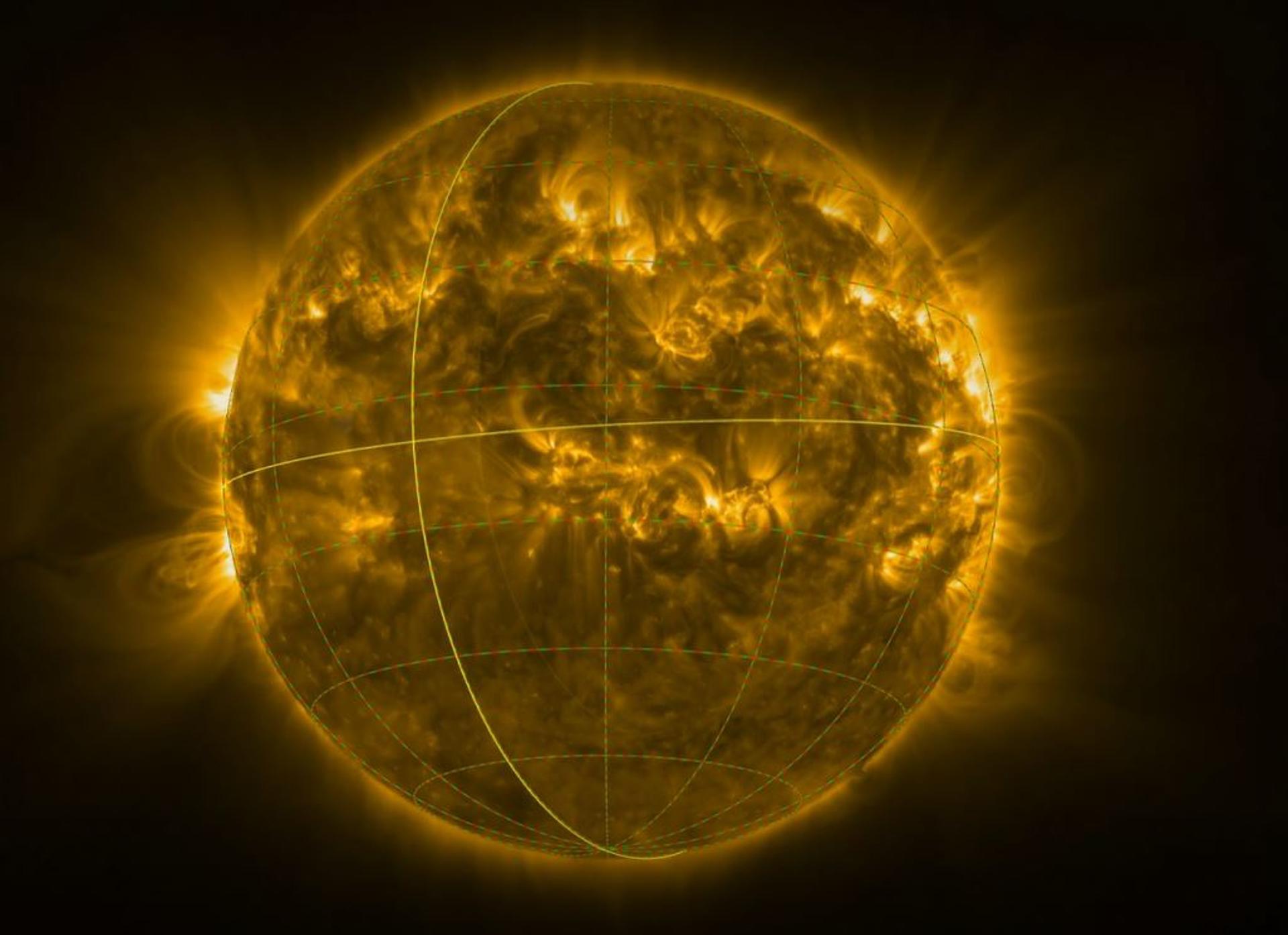 Imagen del Sol en la que se aprecian el ecuador y los polos. Fotografía facilitada por ESA & NASA/Solar Orbiter/EUI Team, D. Berghmans (ROB) & ESA/Royal Observatory of Belgium. EFE