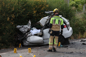 Accidente de tráfico el pasado día 4 en Salvaterra do Miño (Pontevedra). -EFE/Sxenick