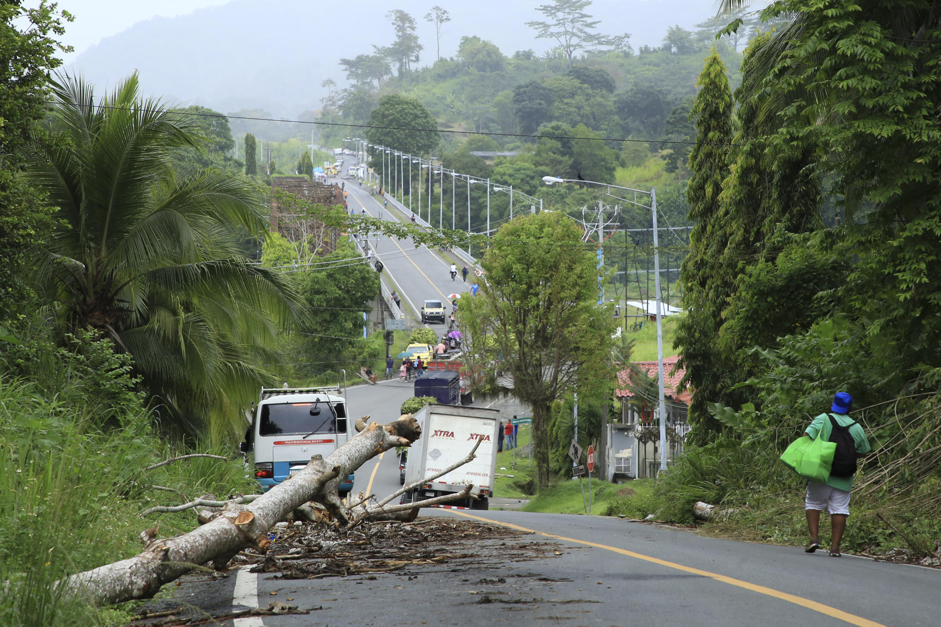 Fotografía de archivo, tomada el pasado 25 de mayo, de un bloqueo en una carretera en Changuinola, provincia caribeña de Bocas del Toro (Panamá). EFE/Diubanes Robles