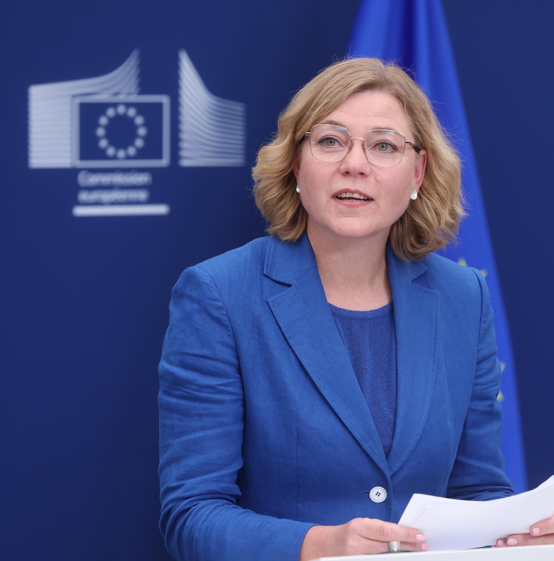 La vicepresidenta de la Comisión Europea para la Soberanía Tecnológica, Henna Virkkunen. EFE/EPA/OLIVIER HOSLET