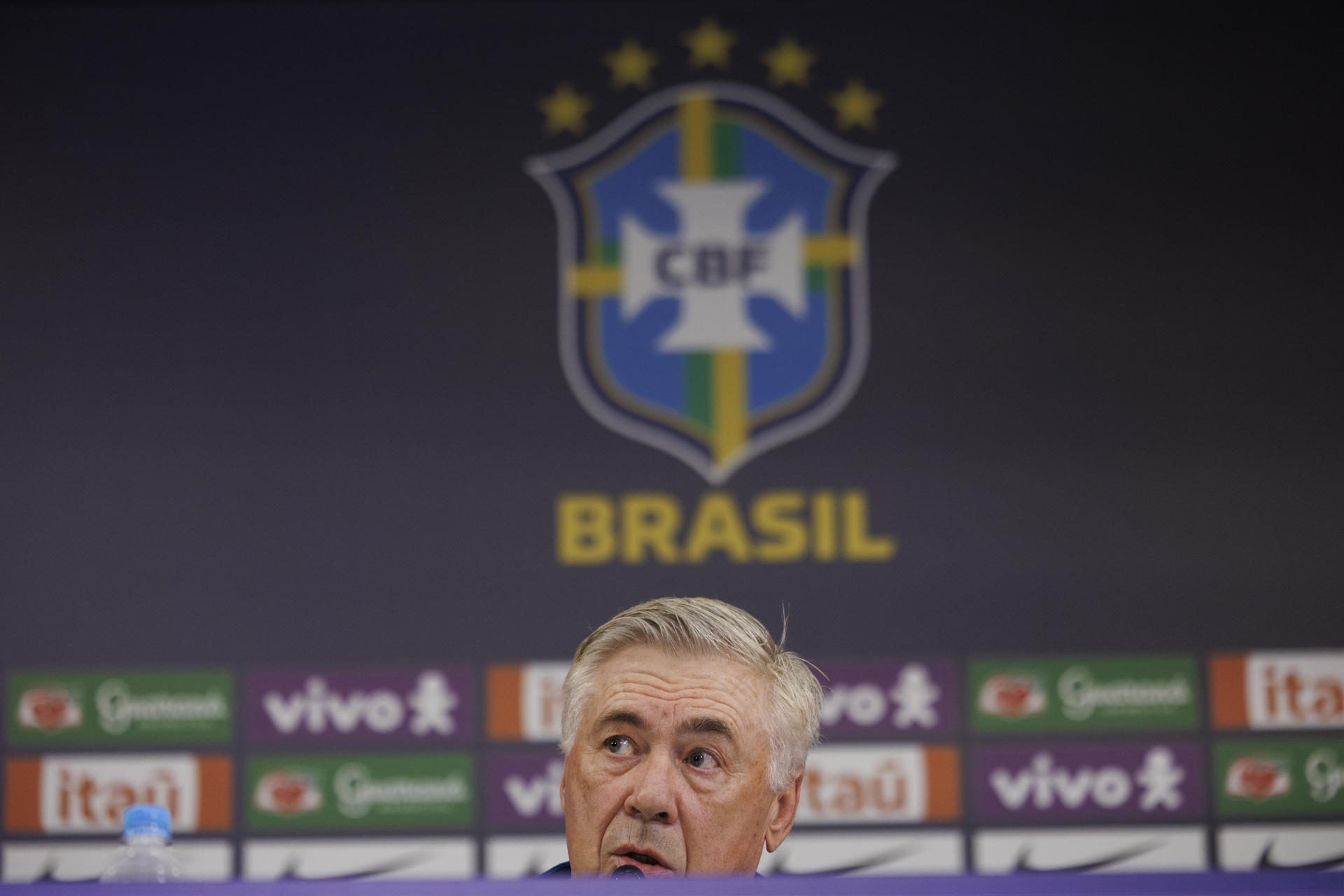 Fotografía de archivo del 9 de junio de 2025 del entrenador de la selección brasileña de fútbol, Carlo Ancelotti. EFE/Isaac Fontana