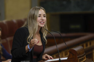 La diputada del PP Noelia Nuñez interviene durante un pleno en el Congreso. EFE/Juan Carlos Hidalgo
