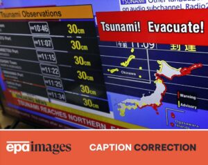 Una pantalla de televisión muestra un informe de noticias de la Agencia Meteorológica de Japón tras un terremoto de magnitud 8,8 ocurrido frente a la Península de Kamchatka, en Rusia. EFE/EPA/FRANCK ROBICHON