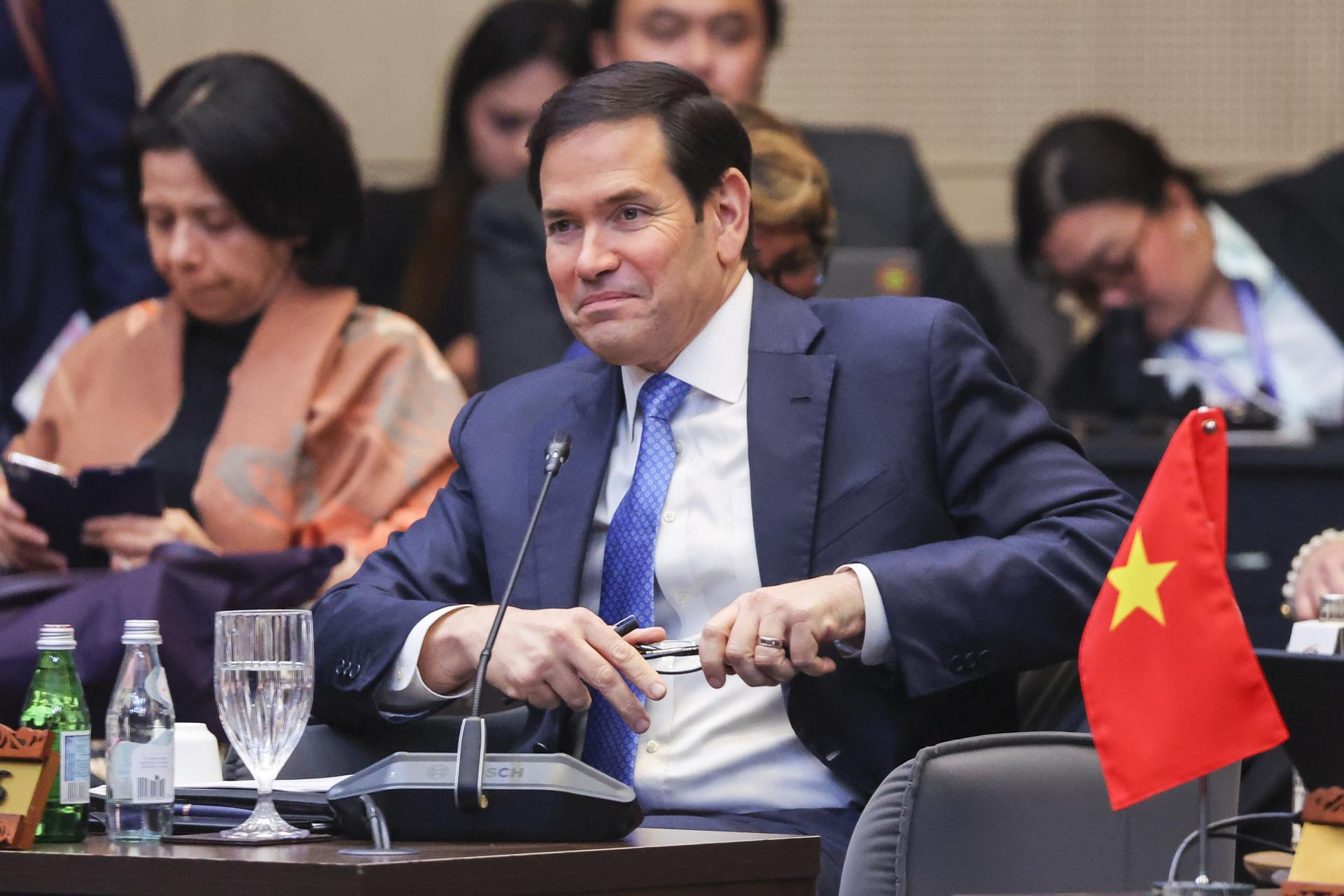 El secretario de Estado estadounidense Marco Rubio este 11 de julio en Kuala Lumpur. EFE/EPA/FAZRY ISMAIL