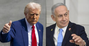 Combo de fotografías de archivo donde aparece el presidente de Estados Unidos, Donald Trump (i), y el primer ministro israelí, Benjamín Netanyahu. EFE/ Shawn Thew / Yair Sagi