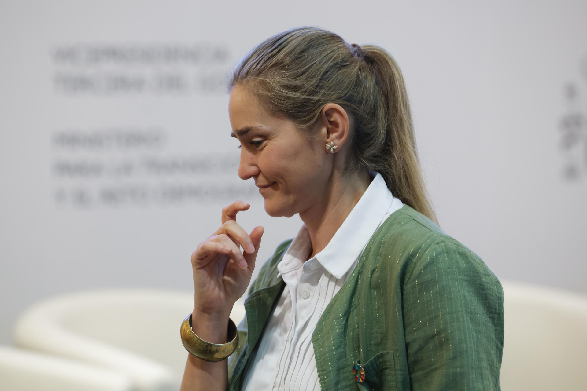 La vicepresidenta y ministra para la Transición Ecológica, Sara Aagesen, presenta este miércoles en la sede del Ministerio el informe 'Mujeres en la Transición Ecológica 2025'. EFE/ Zipi Aragon