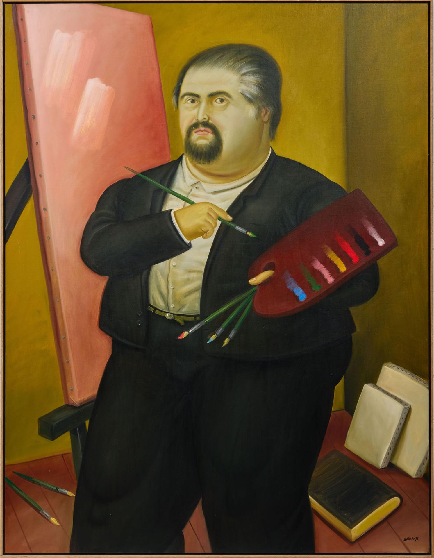 Vista de la obra 'Autorretrato' (1975), del artista colombiano, Fernando Botero, que forma parte de la muestra que el Museo de Guangdong, en la ciudad suroriental china de Cantón, inaugura este jueves, una exposición dedicada al artista colombiano Fernando Botero, cuya obra regresa a China por primera vez desde 2016, en el marco de una gira asiática que también incluirá paradas en Singapur y Corea del Sur. EFE/ Fundación Botero/SOLO USO EDITORIAL/SOLO DISPONIBLE PARA ILUSTRAR LA NOTICIA QUE ACOMPAÑA (CRÉDITO OBLIGATORIO)