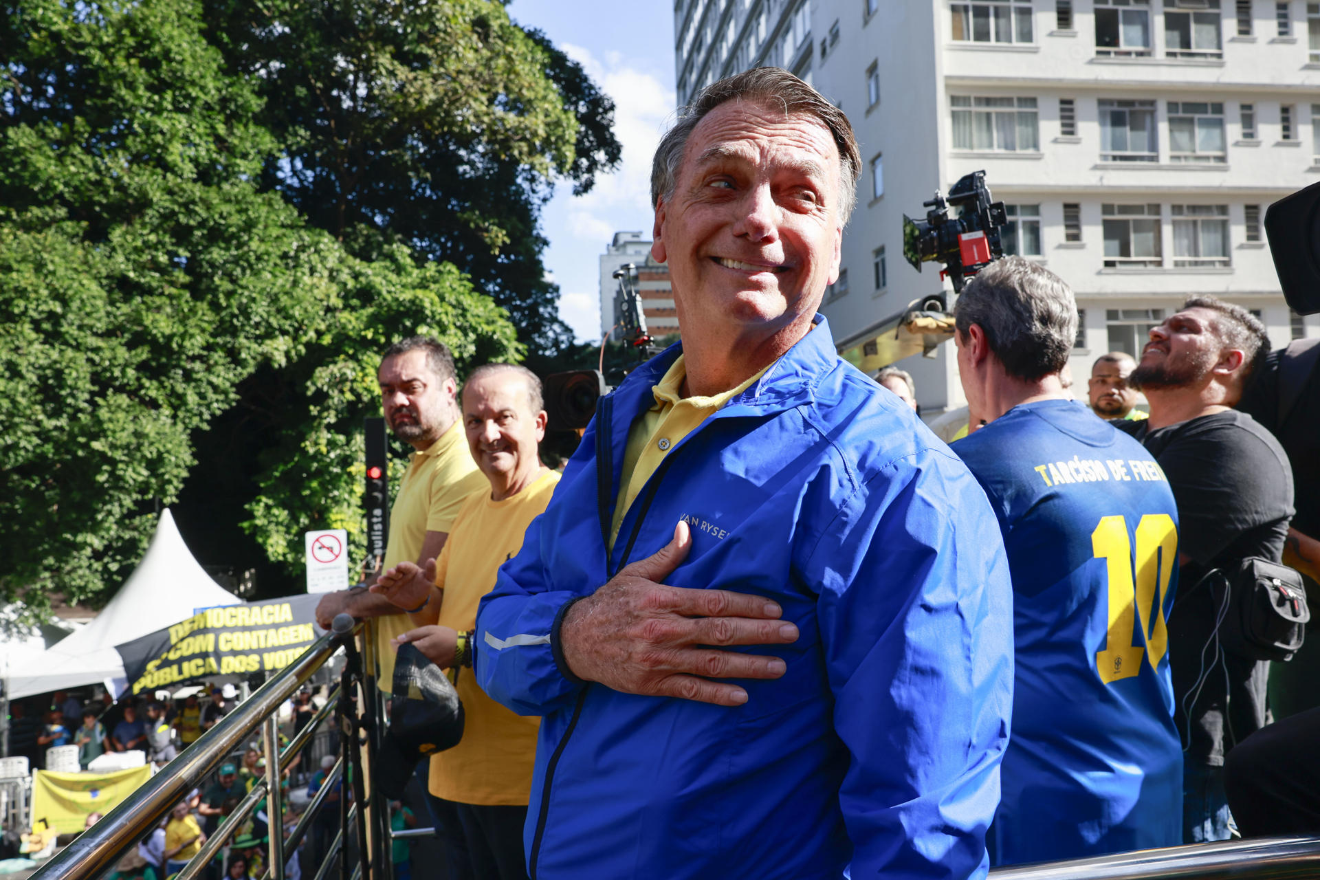 Fotografía de archivo del expresidente de Brasil Jair Bolsonaro en una manifestación, en Sao Paulo (Brasil). EFE/ Sebastiao Moreira