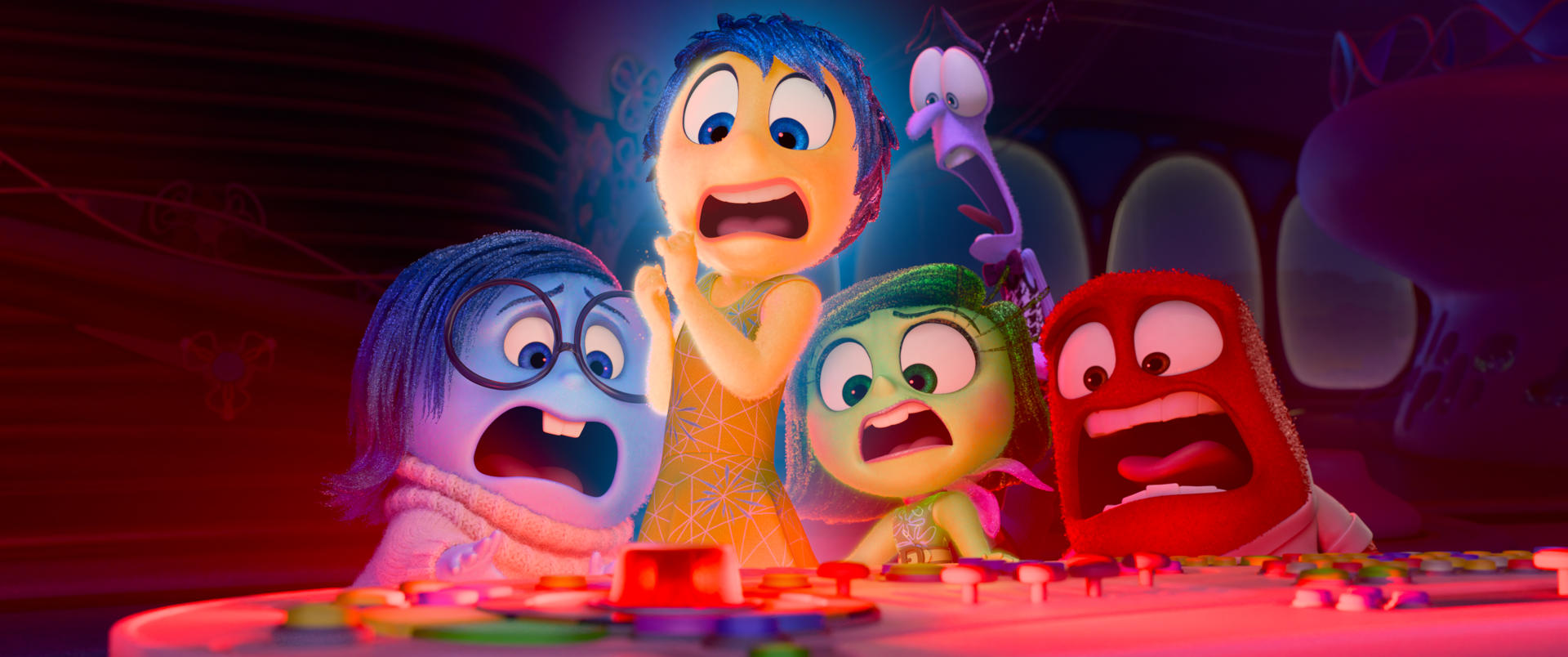 WHAT IS HAPPENING? – In Disney and Pixar’s Inside Out 2, Joy (voice of Amy Poehler), Sadness (voice of Phyllis Smith), Anger (voice of Lewis Black), Fear (voice of Tony Hale) and Disgust (voice of Liza Lapira) are awakened to an alarming reality: everything is changing now that Riley is 13. Directed by Kelsey Mann and produced by Mark Nielsen, Inside Out 2 releases only in theaters Summer 2024. © 2023 Disney/Pixar. All Rights Reserved.
