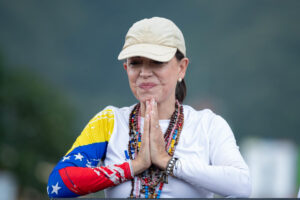 Fotografía de archivo de la líder de la oposición de Venezuela María Corina Machado. EFE/ Ronald Peña