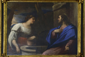 El cuadro de Luca Giordano (1634-1705) 'Cristo y la samaritana' cuelga de nuevo de los muros del Real Monasterio de Santa Isabel, en Madrid. EFE/ J.P. Gandul