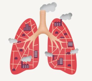 Ilustración sobre el cáncer de pulmón en personas no fumadoras. Crédito: Laura Rodríguez Porras