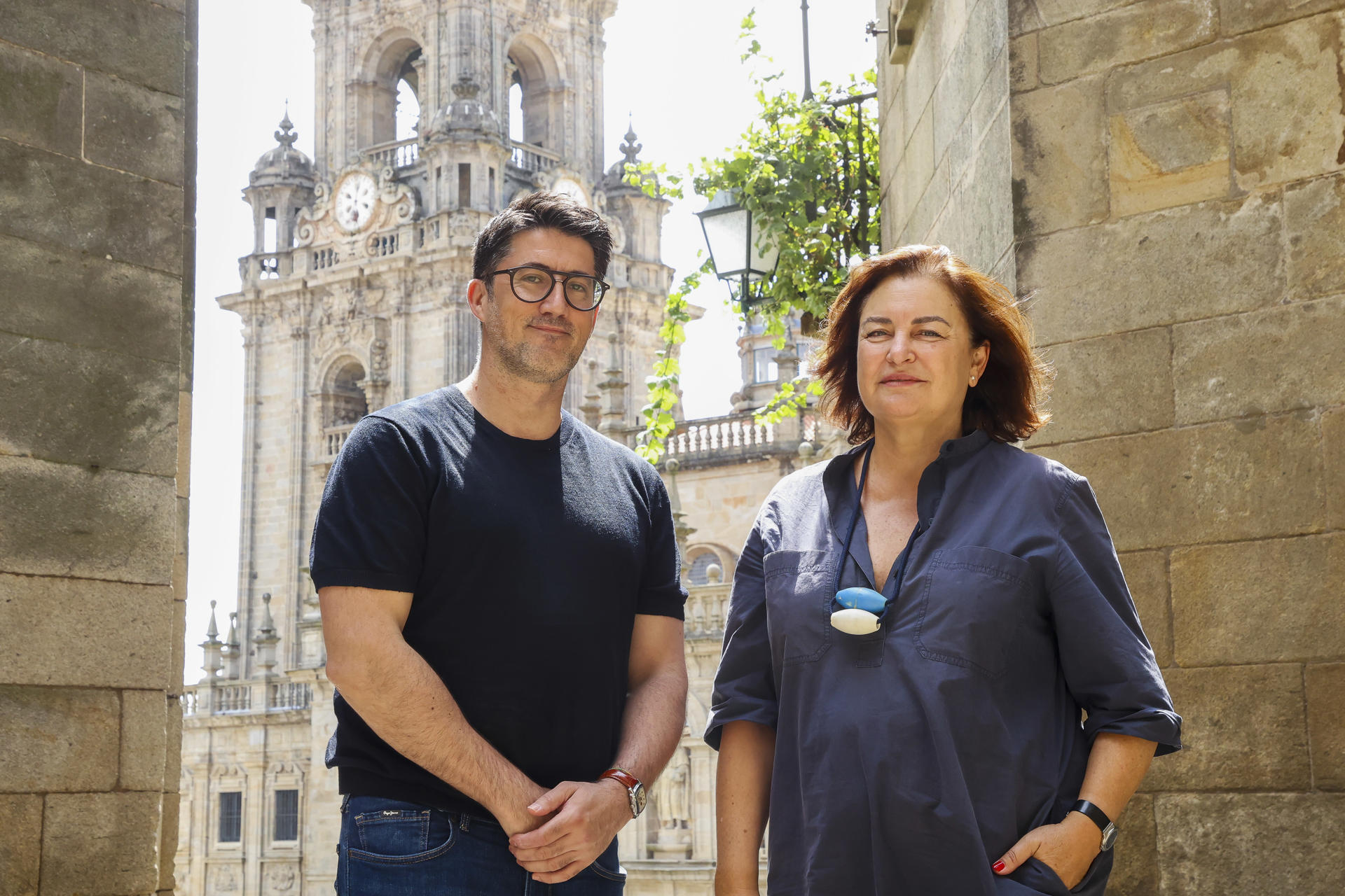 Cecilia Pereira y Luís Valle, coordinadores del concurso internacional de iluminación. EFE/ Xoán Rey