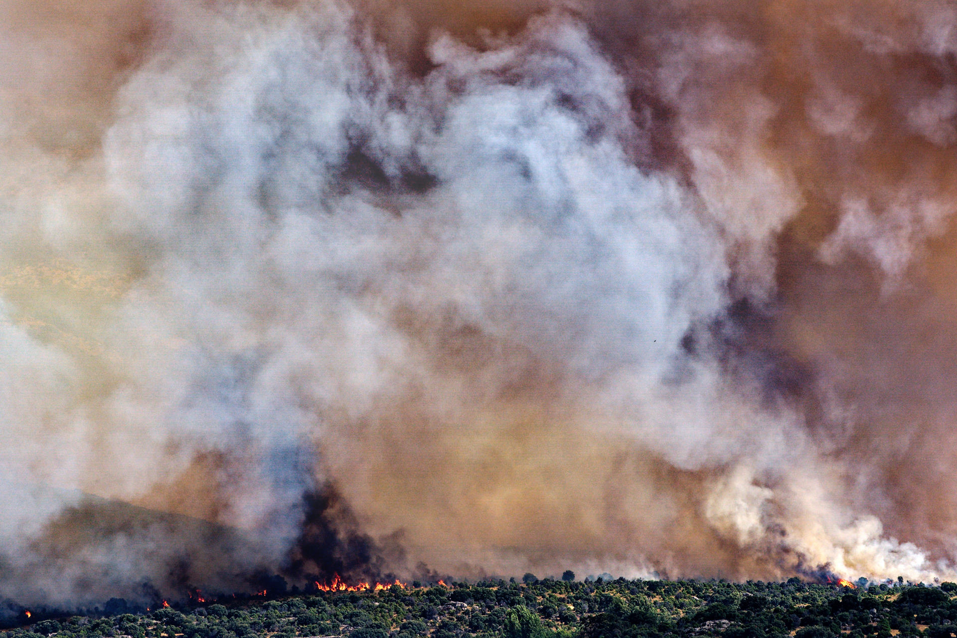 Foto de archivo del incendio forestal declarado en el término municipal de Navaluenga (Ávila). EFE/ Raúl Sanchidrián