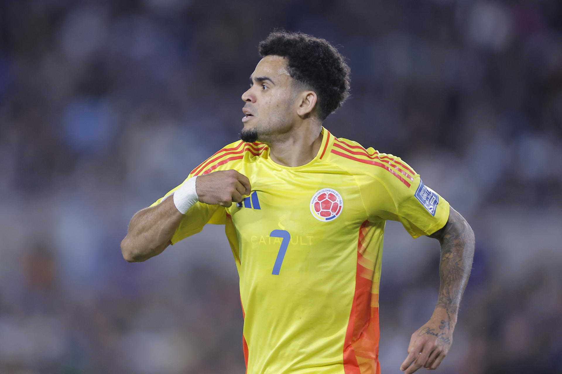 Fotografía de archivo del 10 de junio de 2025 del delantero colombiano al servicio del Liverpool inglés, Luis Díaz. EFE/Juan Ignacio Roncoroni