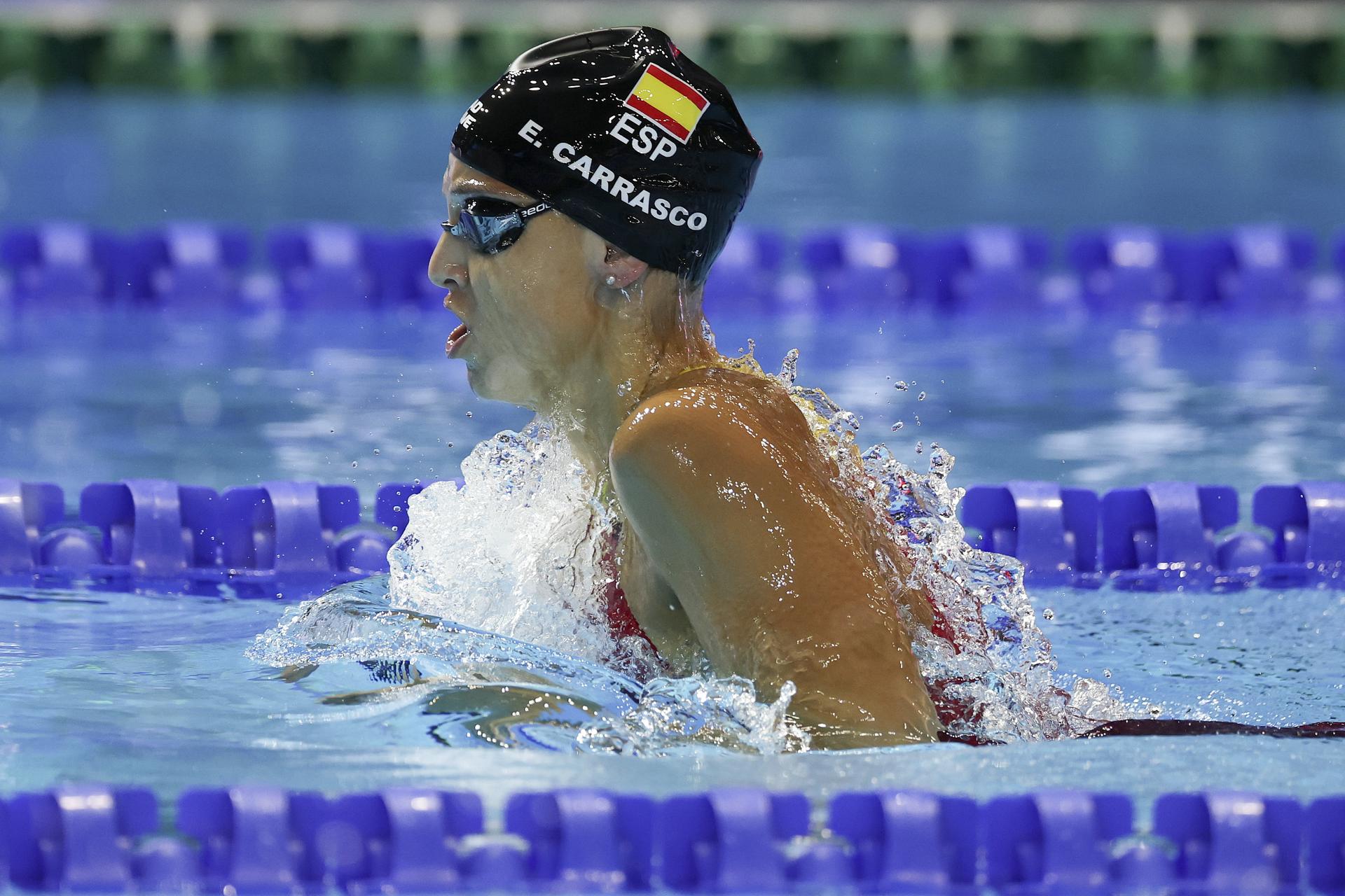 La nadadora española Emma Carrasco en semifianales de los 200 estilos de los Mundiales de Singapur. EFE/EPA/FAZRY ISMAIL