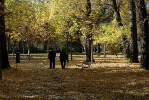 En la imagen de archivo, dos ancianos pasean por un parque. EFE/J.Casares