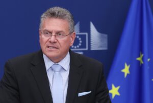 Fotografía de archivo del comisario europeo de Comercio y Seguridad Económica, Maros Sefcovic. EFE/EPA/OLIVIER HOSLET