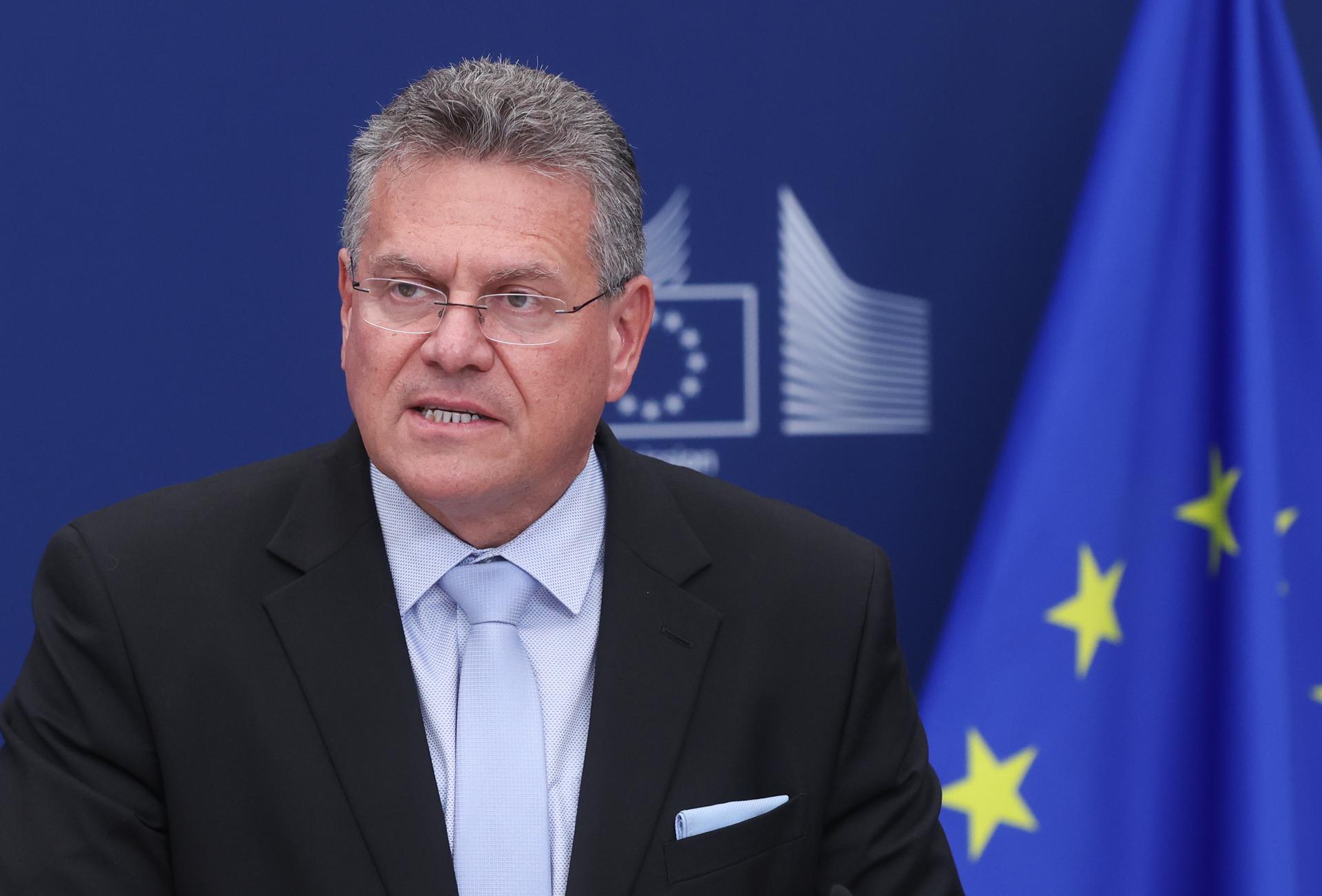 Fotografía de archivo del comisario europeo de Comercio y Seguridad Económica, Maros Sefcovic. EFE/EPA/OLIVIER HOSLET